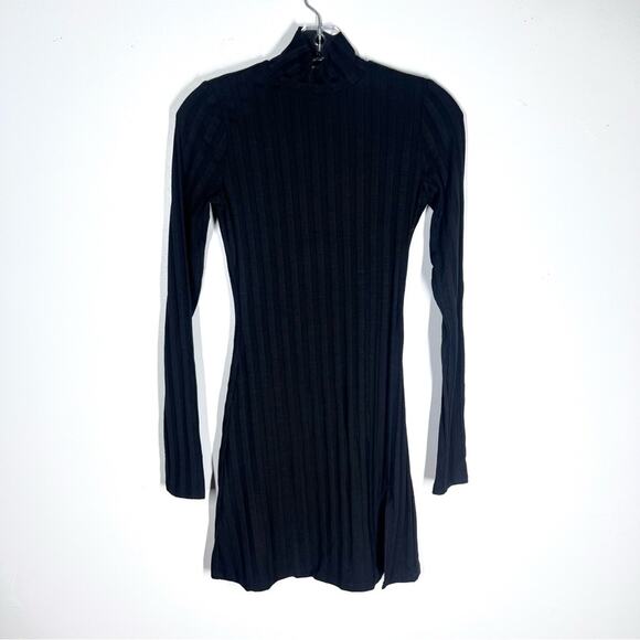 Reformation Sz XS Libra Ribbed Knit Dress Long Sleeve Black - Picture 2 of 7